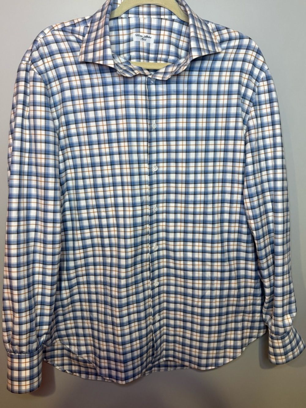 Cesare Attolini Napoli Button Down Dress Shirt Plaid Men's. Italy